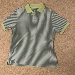 Men’s green and blue striped vineyard vines shirt, medium